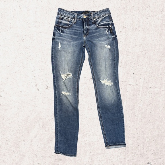 Silver Jeans Blue Boyfriend Jeans with Distressed Details - Picture 1 of 5